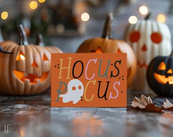 Halloween Business Thank You Card Canva Template, Editable Colorful Spooky Ghost Order Insert Postcard with QR Code