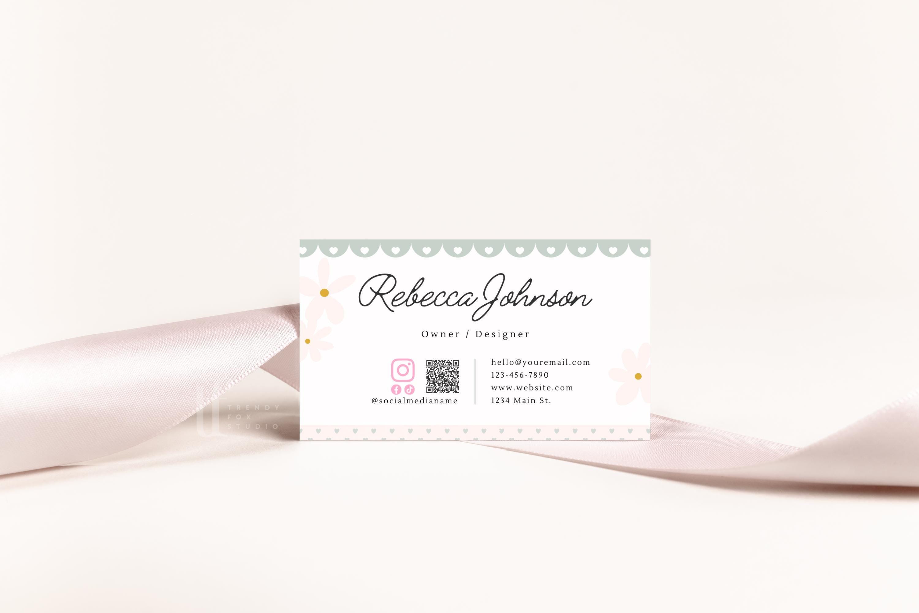 Preppy Key Card Code Preppy Business Card QR Code Canva Template, INSTANT DOWNLOAD ...