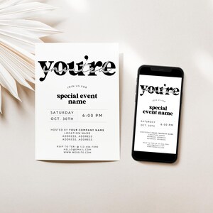 Modern Retro Business Invitation Canva Template, Special Event Invitation, Join Us Invite Electronic Invite Template, Text Invitation