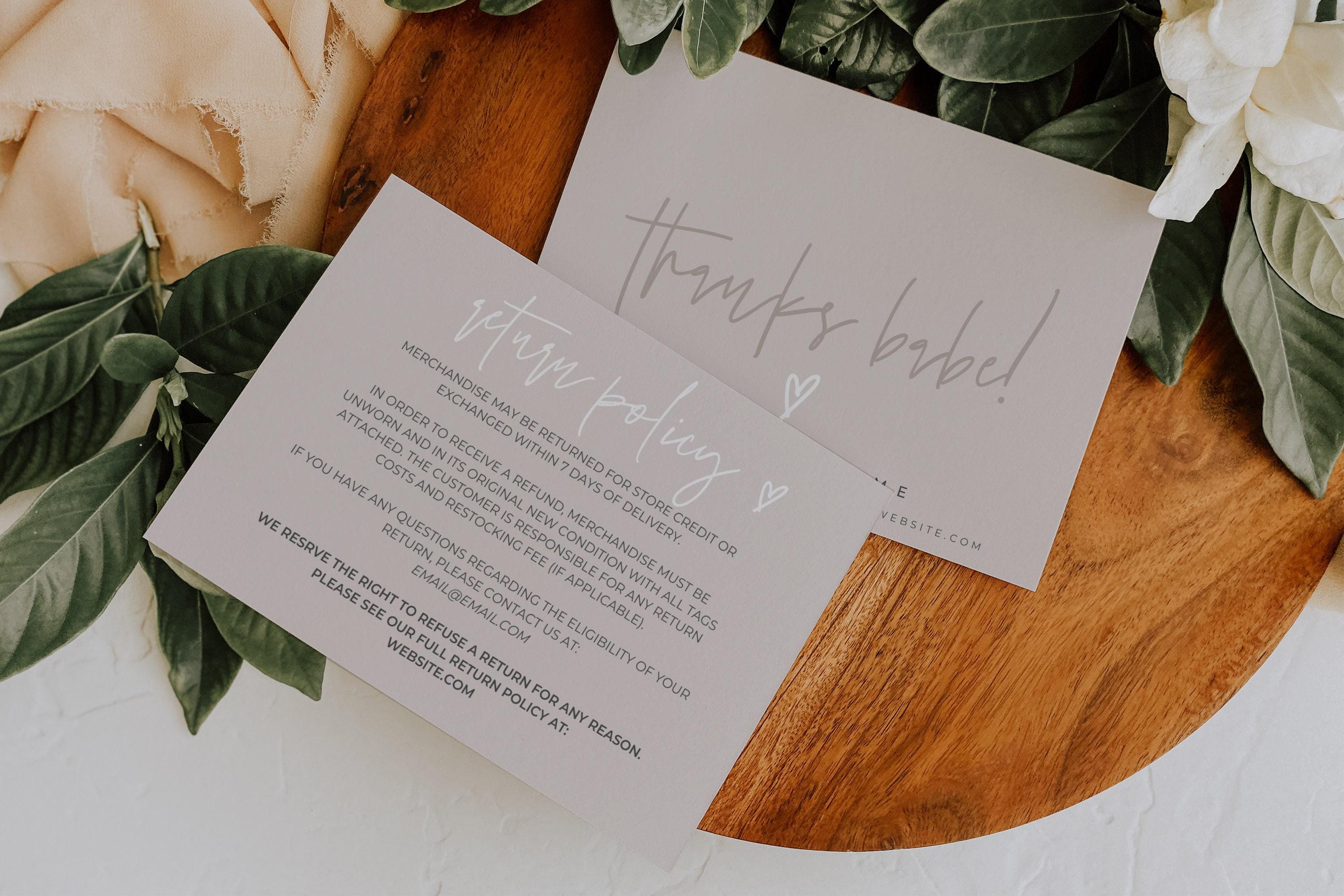 Return Thanks. Message Editable Business Thank You Card Canva Template, Clothing Return Policy ...