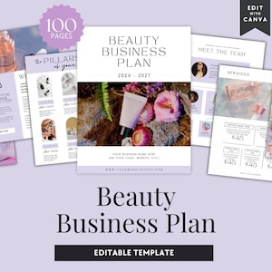 Beauty Business Plan Canva Template, Salon Startup Plan, Skincare or Hair Salon Business Strategy Outline, Aesthetic Business Framework