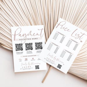 Scan to Pay Sign & Price List Canva Template, 3 QR Code Sign, Printable Payment Sign, Accepted Payments Sign, Pricing Sheet/Menu - Vera