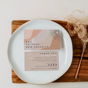 DIY Thank You Card Template, Boho Business Thank You Card, Canva Template,  Bohemian Thank You, Neutral Business Thank You Card 3.5x2 - Myra