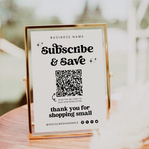 Retro QR Code Email Newsletter Sign Up Template Canva, Printable Email Collection Sign, Digital Marketing, Editable Business Sign - Dani