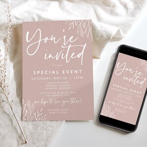 Modern Business Invitation Template, Grand Opening Invitation, Digital You're Invited, IG Story Invite Template, Text Invitation Canva -Vera