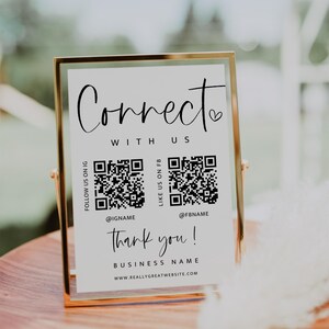 Boho Social Media Sign Canva Template QR Code, Follow Us On Social Media, Small Business Sign Template, Social Media Business Sign - Gwen