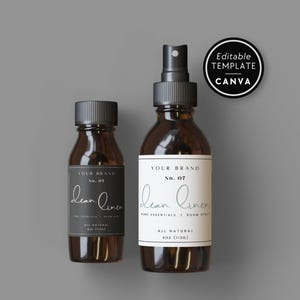 Room Spray Label Template, Editable Product Label Template, 2x2 3x2 DIY Label for Body Products or Room Spray, Canva Label Template - Jade