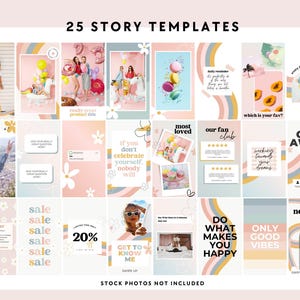 Rainbow Retro Instagram Story Templates Canva, IG Stories, Instagram Branding, Social Media Templates, Editable Story Templates - Dani image 2