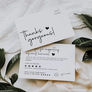 Business Thank You Card Editable, Modern Printable Thanks For Your Purchase Card, Small Business Package Insert Card, Customizable  - Blair