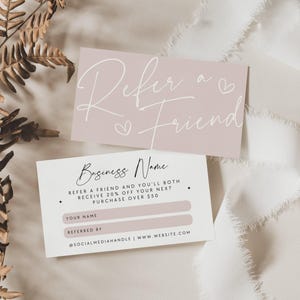 Refer A Friend Business Card Template, Printable Referral Discount Card, Rewards Card, Client Referral Card, Editable Rewards Card - Ayla