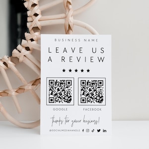 Minimal Ask For Review QR Code Sign Canva Template, Google Facebook Review, Business Review Us Request, Review Purchase Request - Dusk