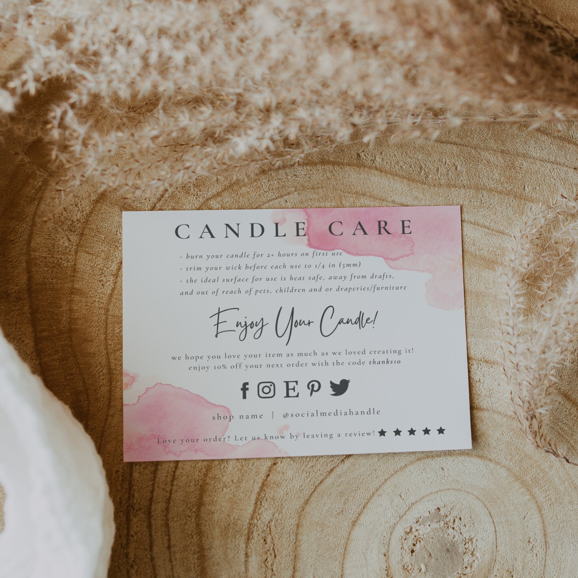Small Business Care Card Template Simple Care Card Package | Etsy
