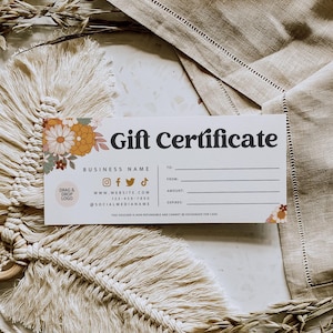 Boho-cadeaubonsjabloon, DIY-afdrukbare cadeaubon, bewerkbare cadeaubon, spa-cadeaubon, afdrukbare sjabloon - Dani