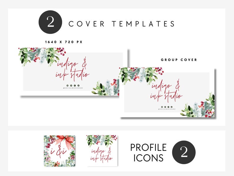 Modern Christmas Facebook Cover Canva Template, Holiday Facebook Group