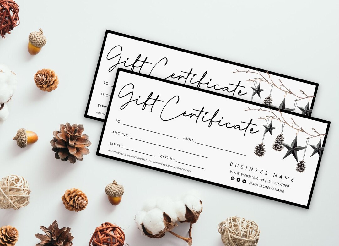 Holiday Gift Certificate Template, Printable Christmas Gift Voucher ...