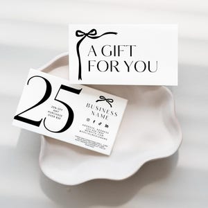 Bow Coupon Card Canva Template, Printable Business Coupon Discount Card, Trendy Coquette Bows Business Marketing Promotional Business Card