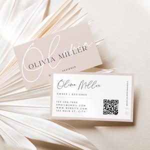 Boho Business Card Template, DIY Printable Business Card, Blush Small Business Card, Business Branding, Minimal Business Card Canva - Ayla