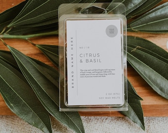 Modern Wax Melt Label Template Editable Label DIY Minimal Wax Tart Label Customizable Pre Designed Wax Label Template Instant Download Greer