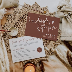 Candle Care Card - Add Your Logo, Printable Business Thank You Card Template, Editable Candle Instructions Card, Package Insert Card - Skye