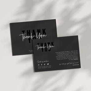 EDITABLE Black Luxury Business Thank You Card Canva Template, Customer Package Insert Card, Elegant Card Mailer Insert, DIY Postcard - Ashe