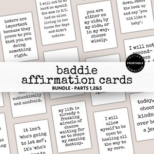 Cartes d'affirmation imprimables pour le méchant, Jeu d'affirmations motivant quotidien, Cartes d'encouragement imprimables, Imprimable soins personnels, Parties 1, 2, 3