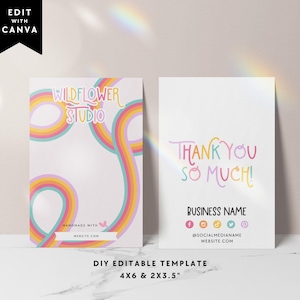 Pastel Rainbow Hair Bow Display Card Canva Template, Hair Clip Packaging, Editable Barrette Backing Card, Jewelry Display Card - Amara