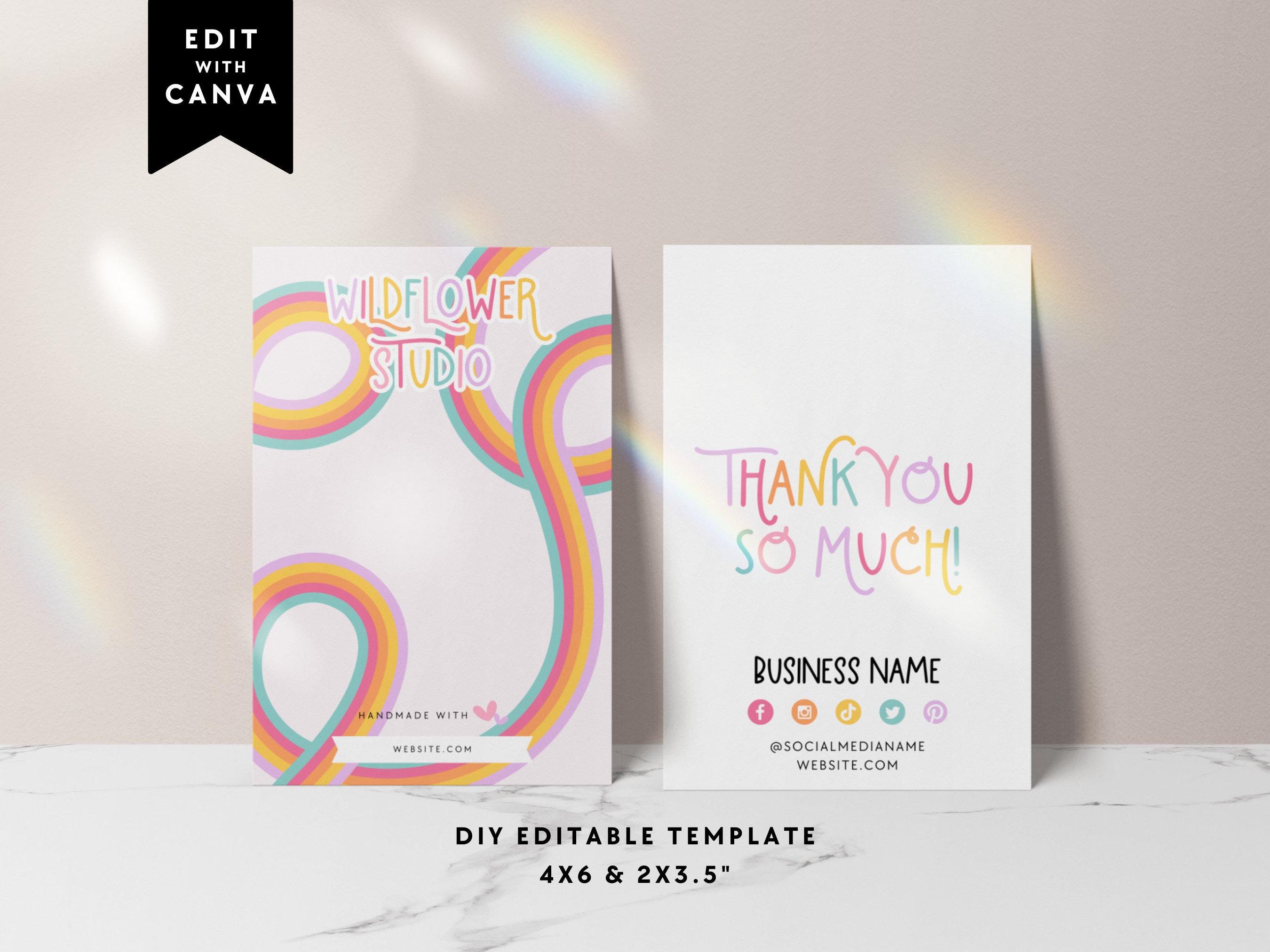 Pastel Rainbow Hair Bow Display Card Canva Template, Hair Clip ...