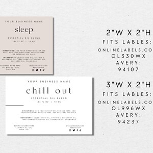 Essential Oil Label Template, Roller Bottle Label Editable, Oil Roller ...