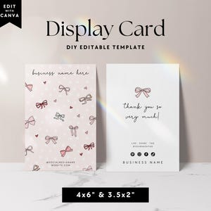 Coquette Hair Bow Backing Card Template, Hair Bow Packaging Display Card, Editable Hair Clip Card, Custom Display Card, Cute Jewelry Backing