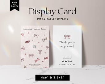 Coquette Hair Bow Backing Card Template, Hair Bow Packaging Display Card, Editable Hair Clip Card, Custom Display Card, Cute Jewelry Backing