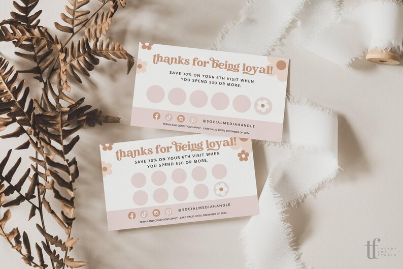Retro Loyalty Card Template Canva, Editable Customer Punch Card ...