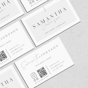 Business Card Template QR Code, Instant Download, Printable Business Card Template, DIY Calling Card, Editable Card, Canva Template - Casey