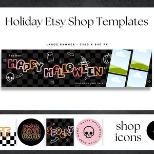 Pastel Halloween Etsy Banner Canva Template, Etsy Store Branding Editable Halloween Shop Banner, 90s Etsy Store Cover Spooky Shop Branding image 3