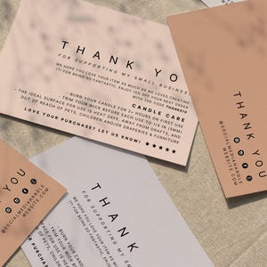 DIY Luxury Candle Care Card, Thank You Card Template, Minimal Care Instructions Template, Candle Business Branding Card, Canva - Bailey image 3