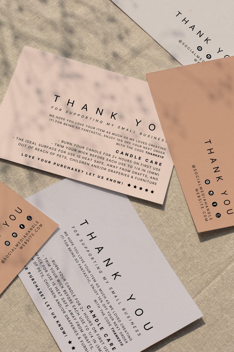 DIY Luxury Candle Care Card, Thank You Card Template, Minimal Care Instructions Template, Candle Business Branding Card, Canva - Bailey image 3
