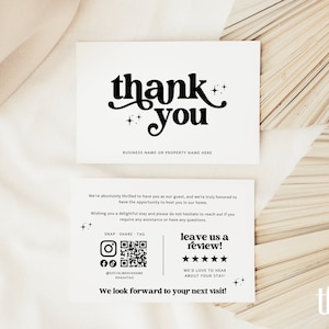 Short Term Rental Host Thank You Card Template, Editable Canva Rental Template, Host Welcome Card For Guests, Review Rating Request -Dani
