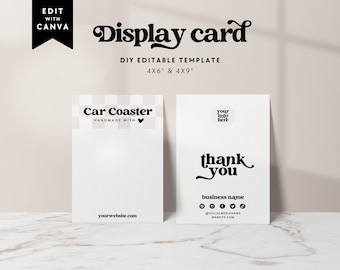 Editable Retro Coaster Backing Card Canva Template, Car Coaster Packaging Display Card, DIY Display Card, Rack Card Template - Dani