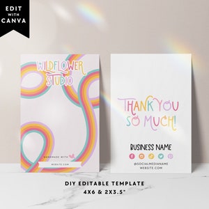 Pastel Rainbow Hair Bow Display Card Canva Template, Hair Clip Packaging, Editable Barrette Backing Card, Jewelry Display Card - Amara