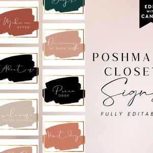 EDITIERBARE Poshmark Schrankschilder Anpassbare Poshmark Vorlage Bereit zum Posten Sofortiger Download Neutral Poshmark Boutique-Zeichen - PM10