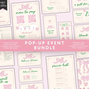 Pop-up Shop Bundle Canva Template, Vendor Event Branding Kit, Craft Fair Signage Popup Checklist Business Card Scan to Pay Price List - CB10
