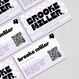 Y2K Pastel Business Card Canva Template, QR Code Printable Business Card, DIY Business Branding, Editable Calling Card, Retro Bold - Becs