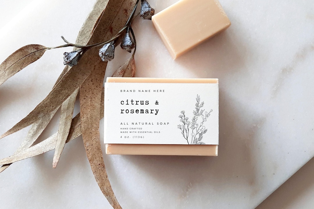 Rustic Botanical Soap Label Canva Template, Printable Bar Soap Wrap ...
