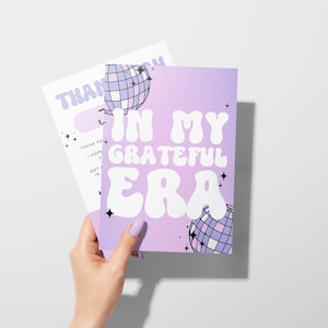 Business Thank You Card Canva Template with QR Code, Editable Lavender Retro Thank You Business Packaging 90s Grateful Era Thankful For You