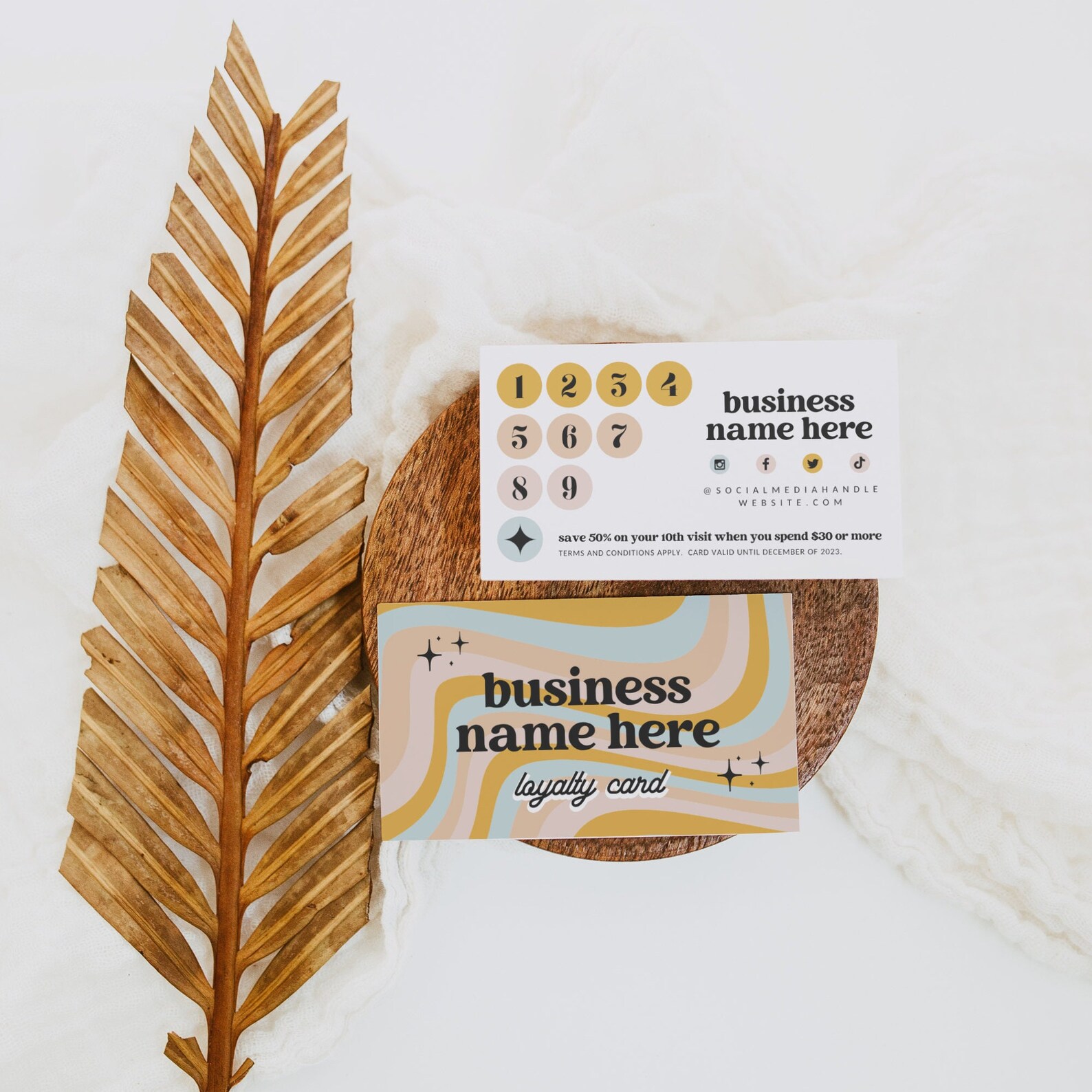 Retro Loyalty Card Template Editable Customer Punch Card | Etsy
