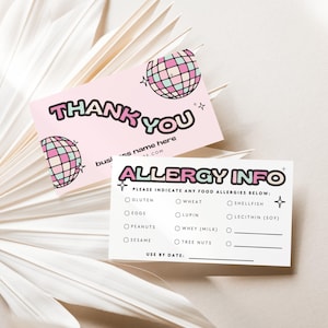 Editable Allergen Card Canva Template 3.5x2, DIY Bakery Allergy Warning, Premade Cooking Allergy Card, Customizable Food Warning Alert -Loni
