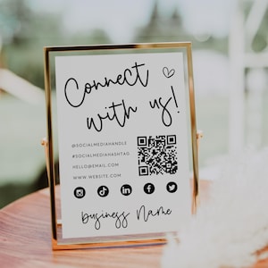Social Media Sign Template, DIY Follow Us On Social Media, Small Business Sign, Canva Template, Social Media Business Sign, DIY Sign- Betty