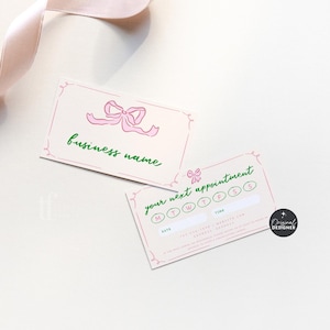 Girly Appointment Reminder Card Canva Template, Coquette Editable Business Booking Reminder, Upcoming Appt, Next Appointment Card - CB10