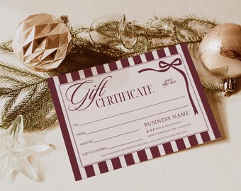 Luxury Holiday Gift Certificate Canva Template, Editable Gift Voucher Digital Download - Lorna