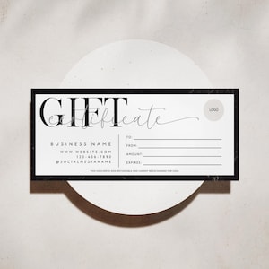 Modern Gift Certificate Template Canva, Printable Gift Voucher, Editable Gift Card, Spa or Salon Gift Certificate, Printable 8.5x3.5" - Dash