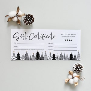 Holiday Gift Certificate Template, DIY Printable Gift Voucher, Christmas Editable Gift Card, Spa Salon Gift Certificate, Canva Template